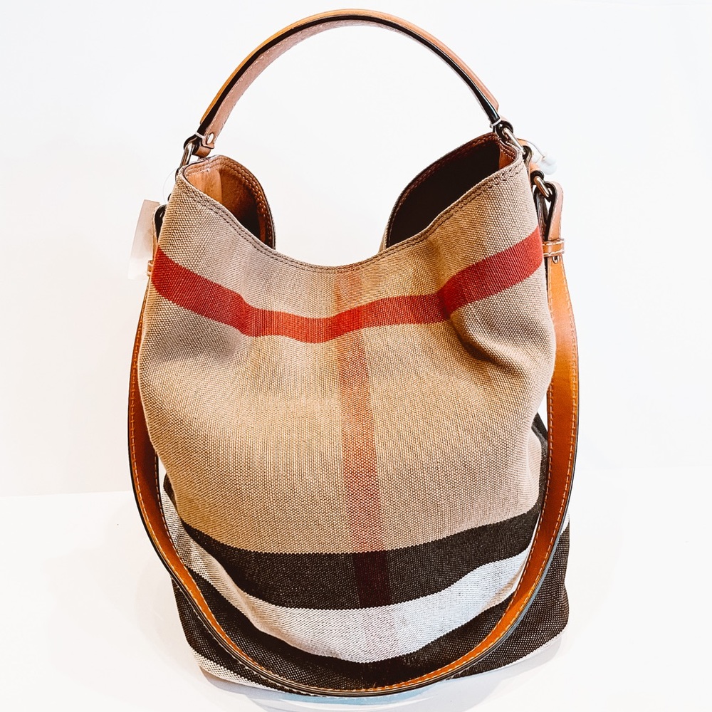 Burberry canvas Hash Check bucket bag